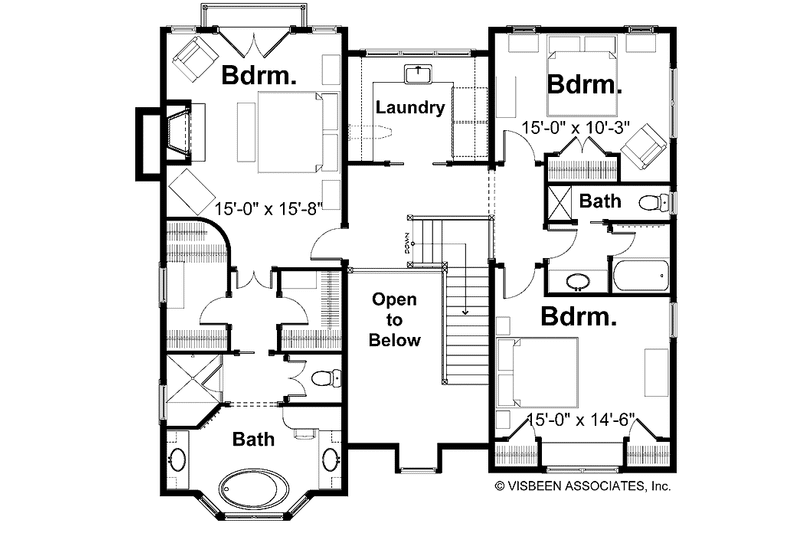 Architectural House Design - Floor Plan - Upper Floor for Classical House Plan #928-55 - 3 bed, 2.5 bath
