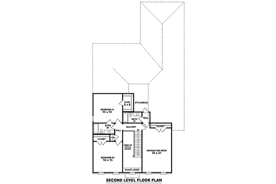Floor Plan - Upper Floor for Colonial House Plan #81-1232 - 4 bed, 4 bath