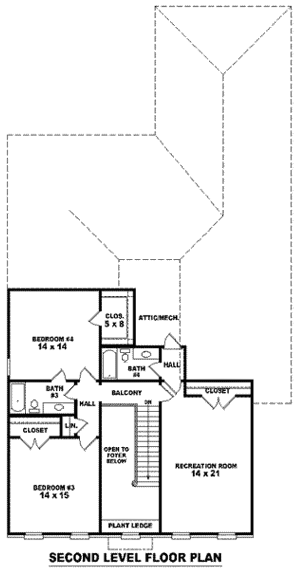 Floor Plan - Upper Floor for Colonial House Plan #81-1232 - 4 bed, 4 bath