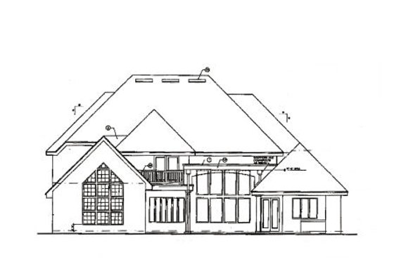 Exterior - Rear Elevation for European House Plan #417-423 - 4 bed, 3.5 bath