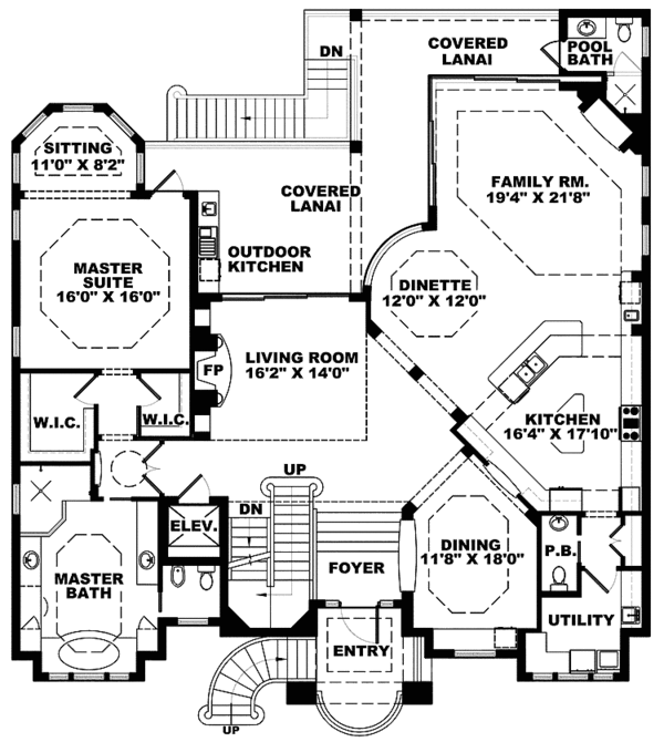 Dream House Plan - Mediterranean Floor Plan - Main Floor Plan #1017-109