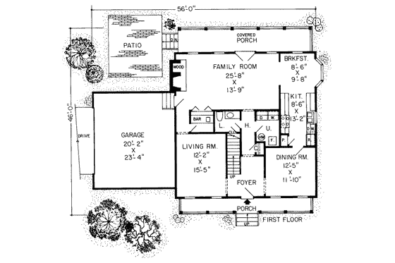 Floor Plan - Main Floor for Country House Plan #312-188 - 3 bed, 2.5 bath