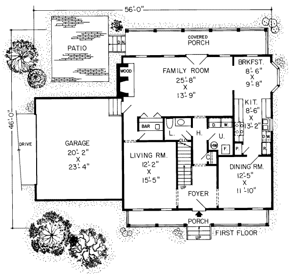 Floor Plan - Main Floor for Country House Plan #312-188 - 3 bed, 2.5 bath