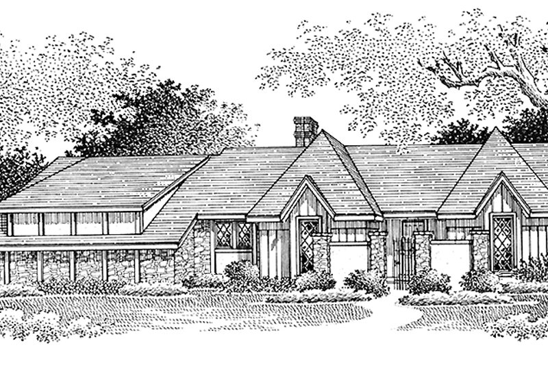 Architectural House Design - Traditional Exterior - Front Elevation Plan #45-484