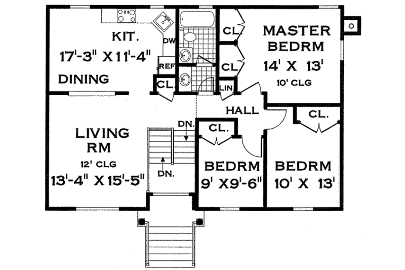 Dream House Plan - Floor Plan - Main Floor for Traditional House Plan #3-147 - 4 bed, 2 bath