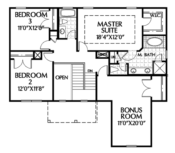 Dream House Plan - Colonial Floor Plan - Upper Floor Plan #999-89