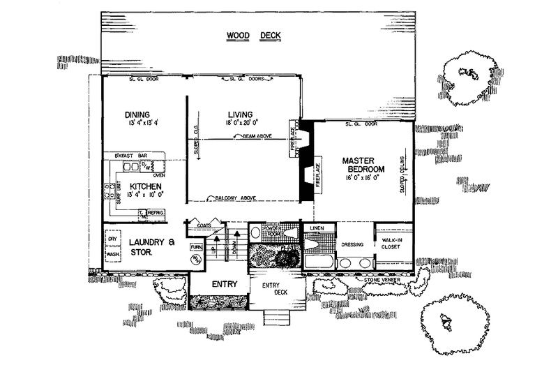 Home Plan - Floor Plan - Main Floor for Contemporary House Plan #72-1054 - 3 bed, 2.5 bath