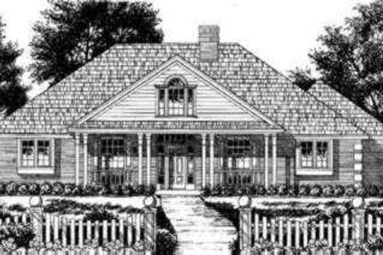 Exterior - Front Elevation for Southern House Plan #40-255 - 3 bed, 3 bath