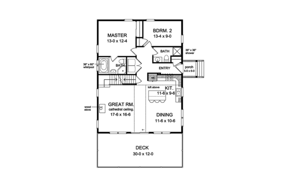 Floor Plan - Main Floor for Cabin House Plan #1010-148 - 4 bed, 3 bath