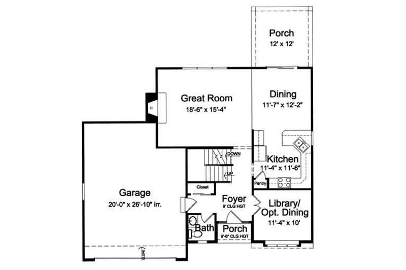 Home Plan - Floor Plan - Main Floor for Traditional House Plan #46-492 - 4 bed, 2.5 bath
