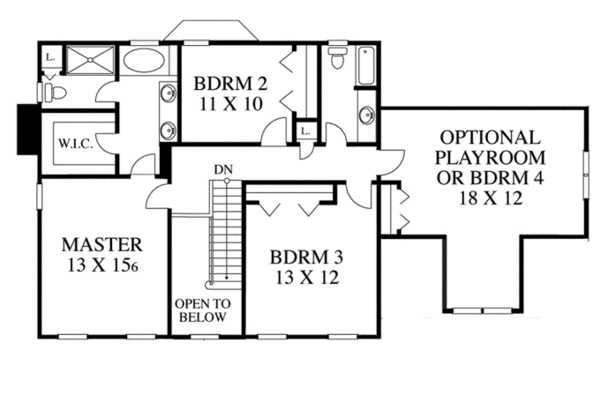 Home Plan - Colonial Floor Plan - Upper Floor Plan #1053-18