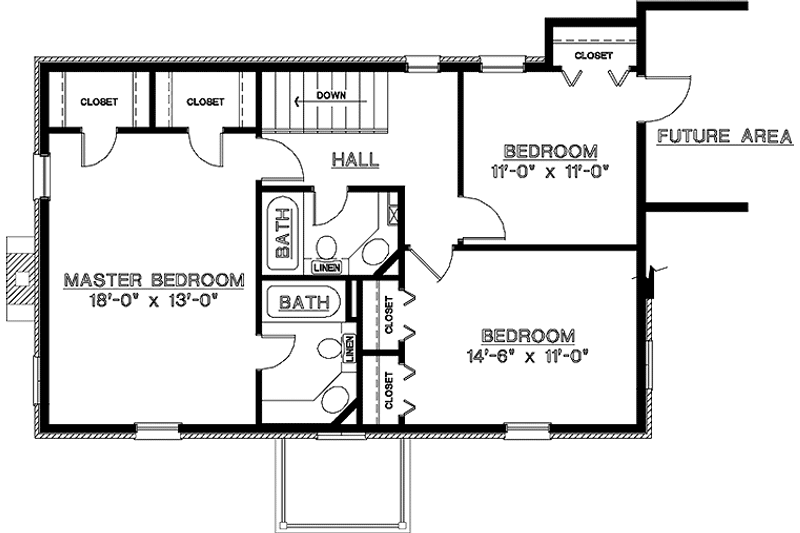 Home Plan - Floor Plan - Upper Floor for Classical House Plan #45-512 - 3 bed, 2.5 bath