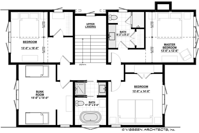 House Blueprint - Floor Plan - Upper Floor for Farmhouse House Plan #928-452 - 5 bed, 3 bath