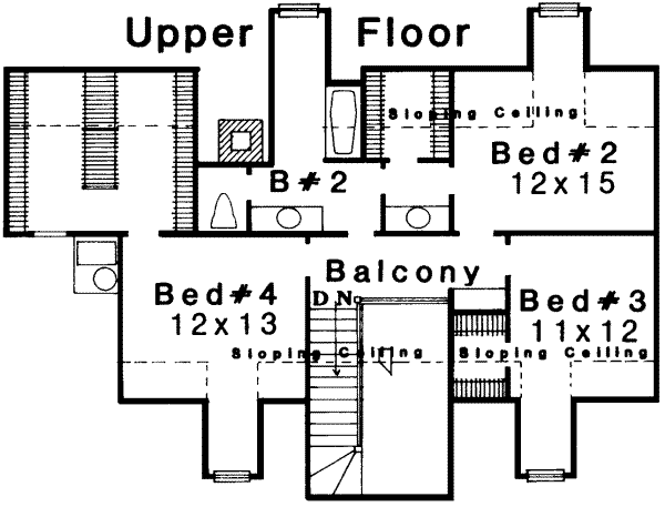 Colonial Floor Plan - Upper Floor Plan #310-119