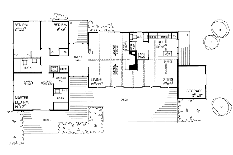 Dream House Plan - Floor Plan - Main Floor for Ranch House Plan #72-541 - 3 bed, 2.5 bath