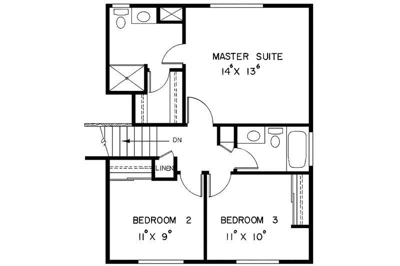 Home Plan - Floor Plan - Upper Floor for Contemporary House Plan #60-681 - 3 bed, 2.5 bath