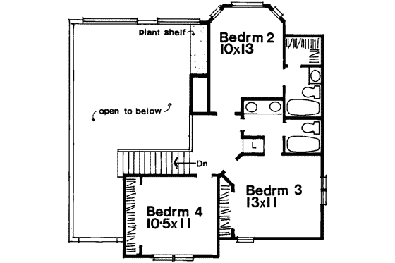 Floor Plan - Upper Floor for European House Plan #300-102 - 4 bed, 3.5 bath