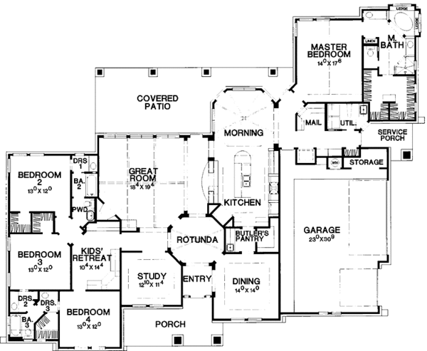 Architectural House Design - Craftsman Floor Plan - Main Floor Plan #472-205
