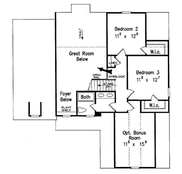 Colonial Floor Plan - Upper Floor Plan #927-750