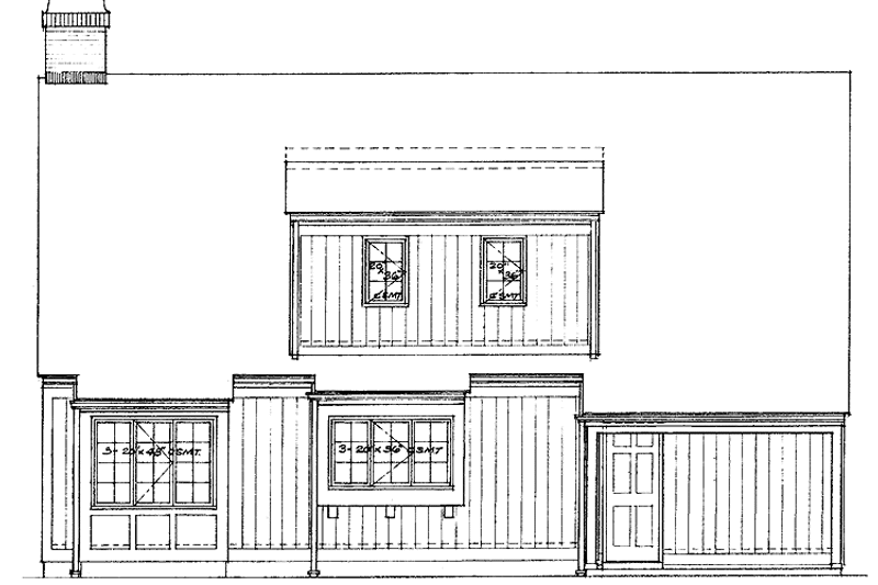 Architectural House Design - Exterior - Rear Elevation for Country House Plan #72-950 - 2 bed, 1.5 bath