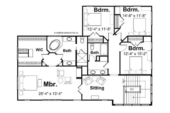 Floor Plan - Upper Floor for Craftsman House Plan #928-18 - 4 bed, 2.5 bath