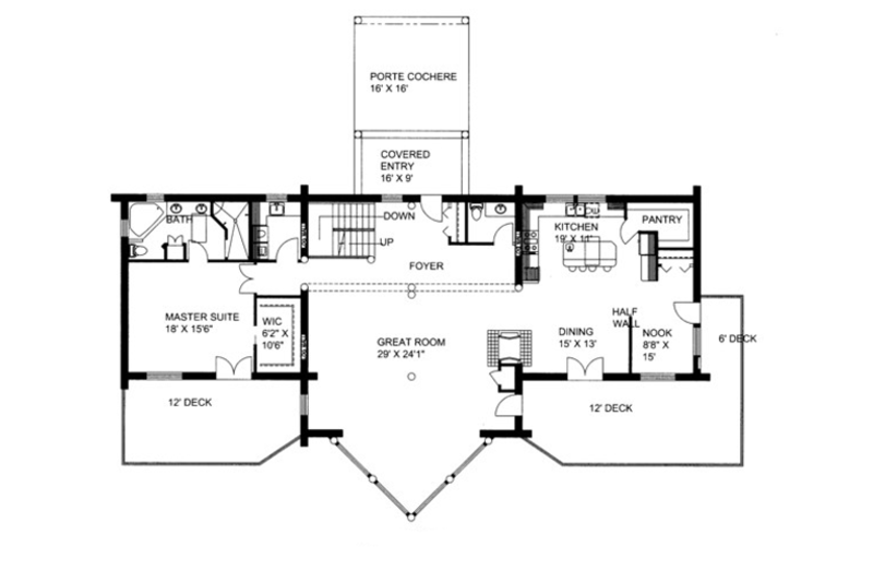 Dream House Plan - Floor Plan - Main Floor for Log House Plan #117-823 - 2 bed, 3.5 bath