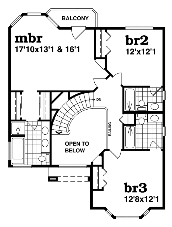 House Blueprint - Traditional Floor Plan - Upper Floor Plan #47-930