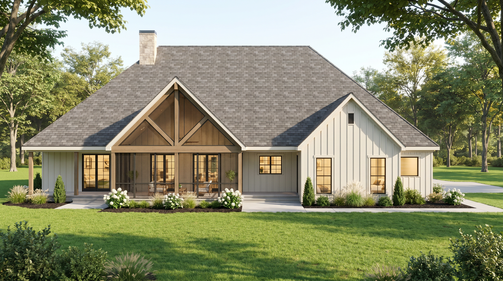 Exterior - Rear Elevation for Farmhouse House Plan #923-502 - 4 bed, 3.5 bath