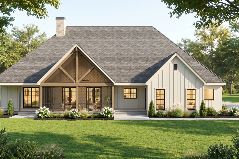 Architectural House Design - Exterior - Rear Elevation for Farmhouse House Plan #923-502 - 4 bed, 3.5 bath