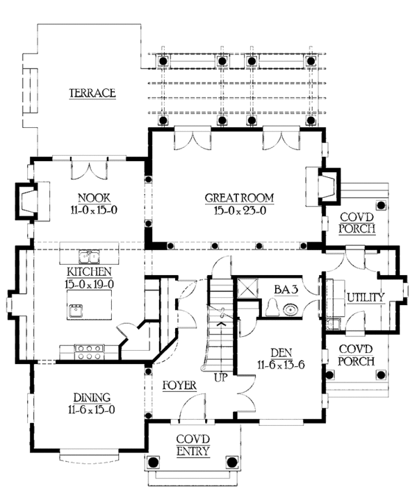 Architectural House Design - Craftsman Floor Plan - Main Floor Plan #132-411