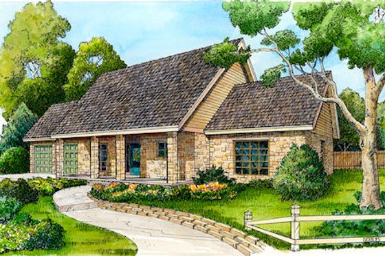Exterior - Front Elevation for Ranch House Plan #140-122 - 3 bed, 2 bath