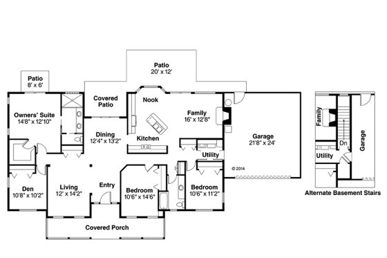 Floor Plan - Main Floor for Farmhouse House Plan #124-369 - 4 bed, 2 bath
