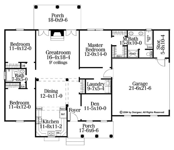 Architectural House Design - Ranch Floor Plan - Main Floor Plan #406-9625