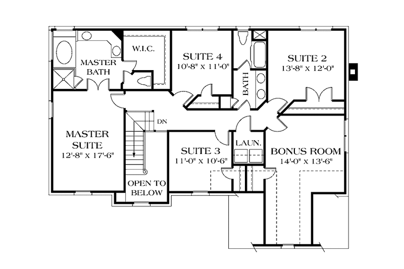 Dream House Plan - Floor Plan - Upper Floor for Country House Plan #453-490 - 4 bed, 2.5 bath