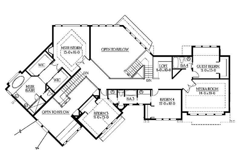Home Plan - Floor Plan - Upper Floor for Craftsman House Plan #132-347 - 5 bed, 4.5 bath