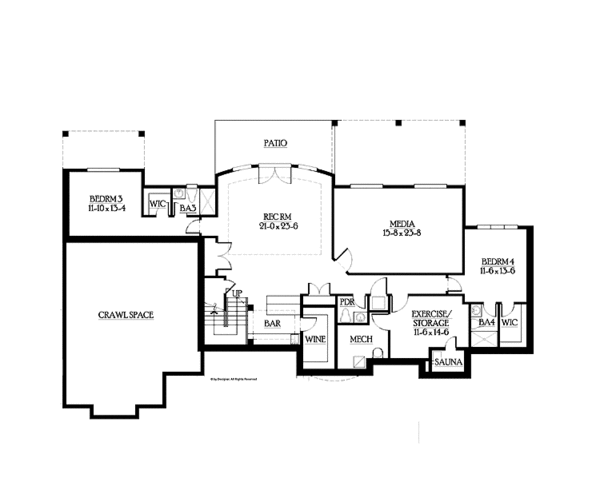 House Design - Prairie Floor Plan - Lower Floor Plan #132-557
