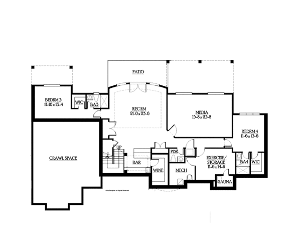 Home Plan - Prairie Floor Plan - Lower Floor Plan #132-557