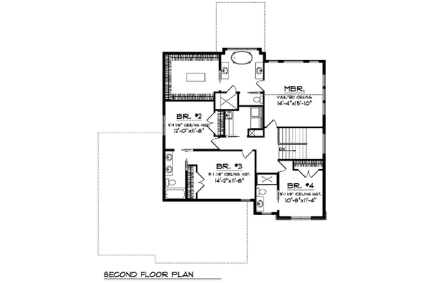 House Blueprint - Farmhouse Floor Plan - Upper Floor Plan #70-1556