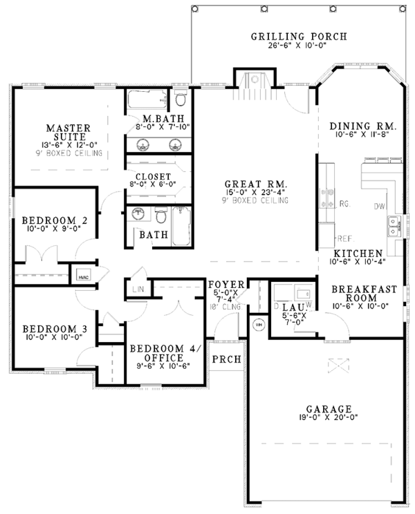 Dream House Plan - Ranch Floor Plan - Main Floor Plan #17-2962