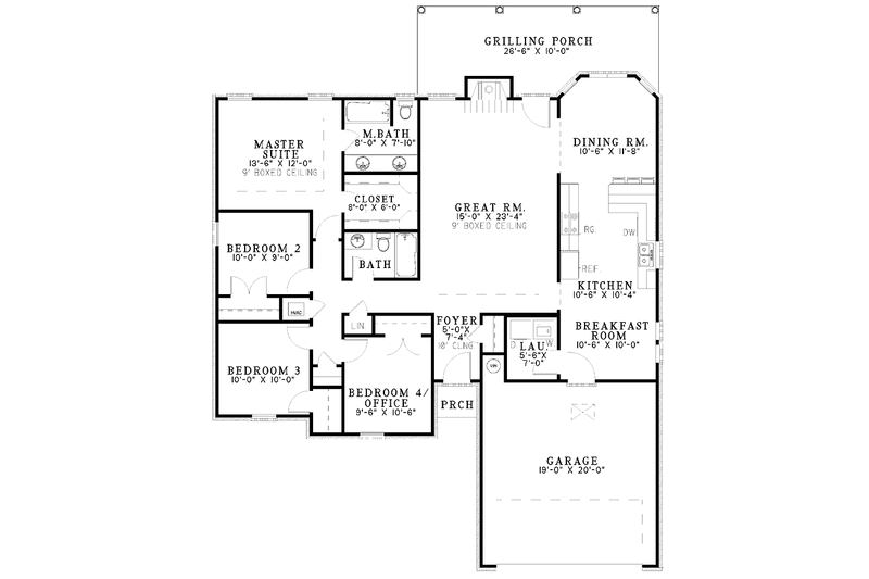 Home Plan - Floor Plan - Main Floor for Ranch House Plan #17-2962 - 4 bed, 2 bath