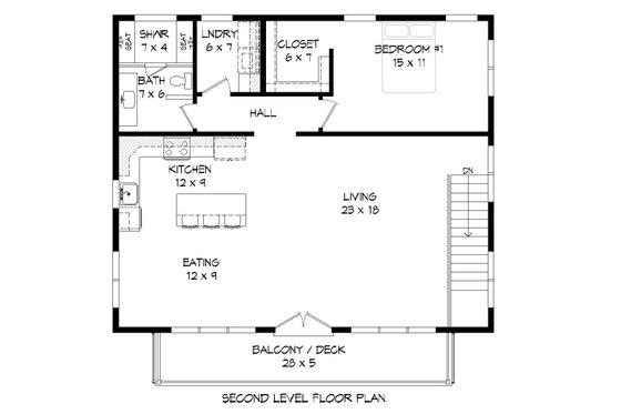 Floor Plan - Main Floor for Contemporary House Plan #932-149 - 1 bed, 1.5 bath