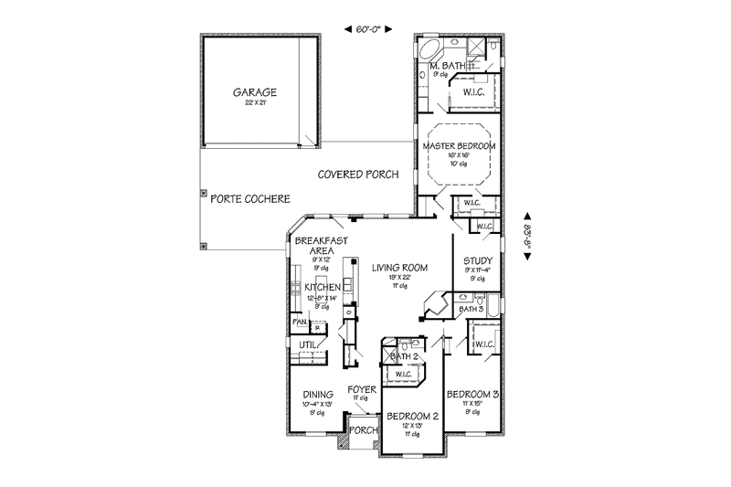 House Blueprint - Floor Plan - Main Floor for Country House Plan #968-18 - 3 bed, 3 bath