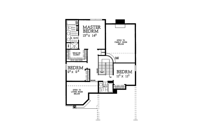 House Blueprint - Floor Plan - Upper Floor for Contemporary House Plan #72-953 - 3 bed, 2.5 bath