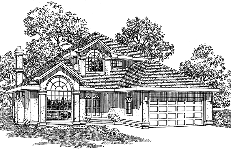 House Blueprint - Exterior - Front Elevation 3 for Mediterranean House Plan #47-836 - 3 bed, 3 bath