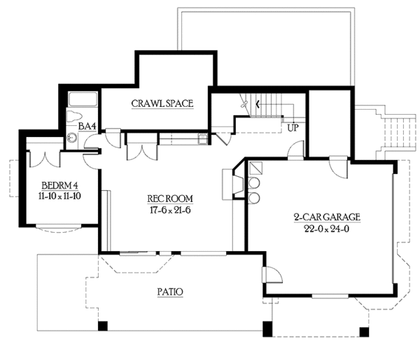 Craftsman Floor Plan - Lower Floor Plan #132-474