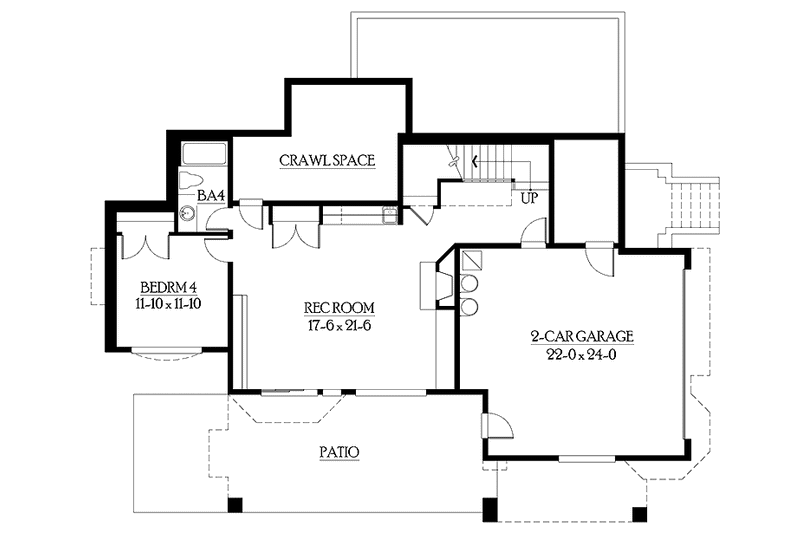 Home Plan - Floor Plan - Lower Floor for Craftsman House Plan #132-474 - 4 bed, 3.5 bath