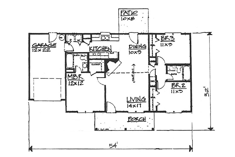 Home Plan - Exterior - Front Elevation 3 for Country House Plan #30-244 - 3 bed, 2 bath