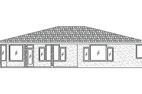 Exterior - Rear Elevation for Adobe / Southwestern House Plan #24-226 - 4 bed, 2 bath