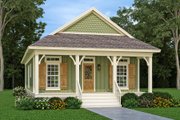 Cottage Style House Plan - 1 Beds 1.5 Baths 1001 Sq/Ft Plan #45-618 