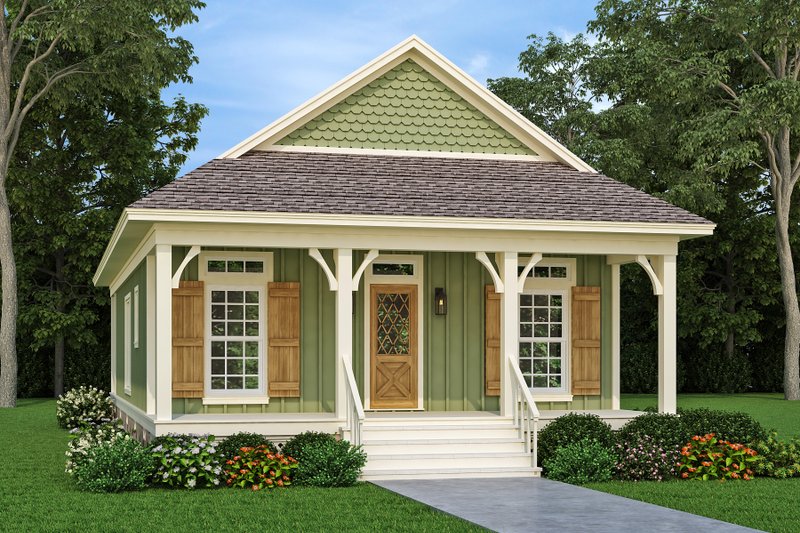 Cottage Style House Plan - 1 Beds 1.5 Baths 1001 Sq/Ft Plan #45-618